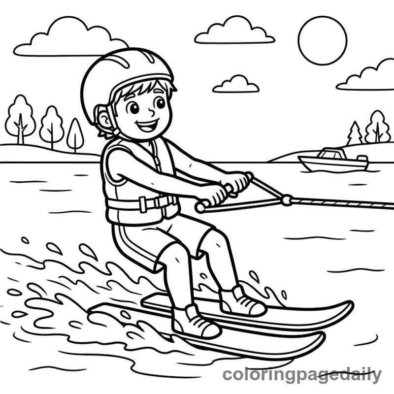 Water Skiing Adventure - Colored reference example