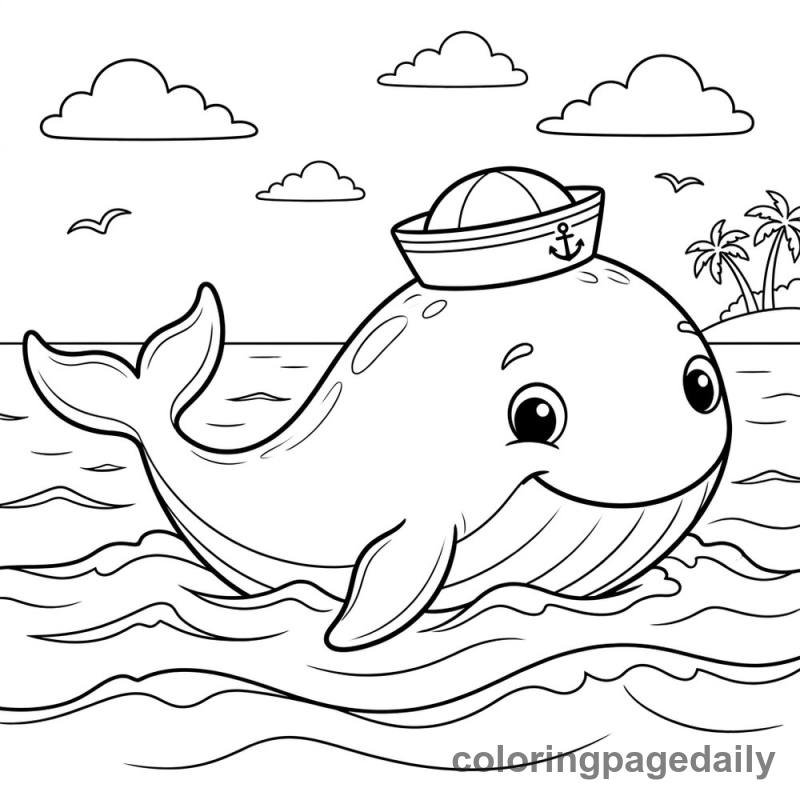 Whale Sailor Hat - Colored reference example