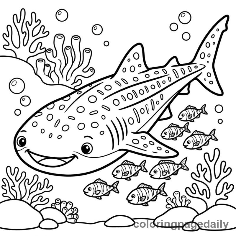 Whale Shark And Pilot Fish - Colored reference example