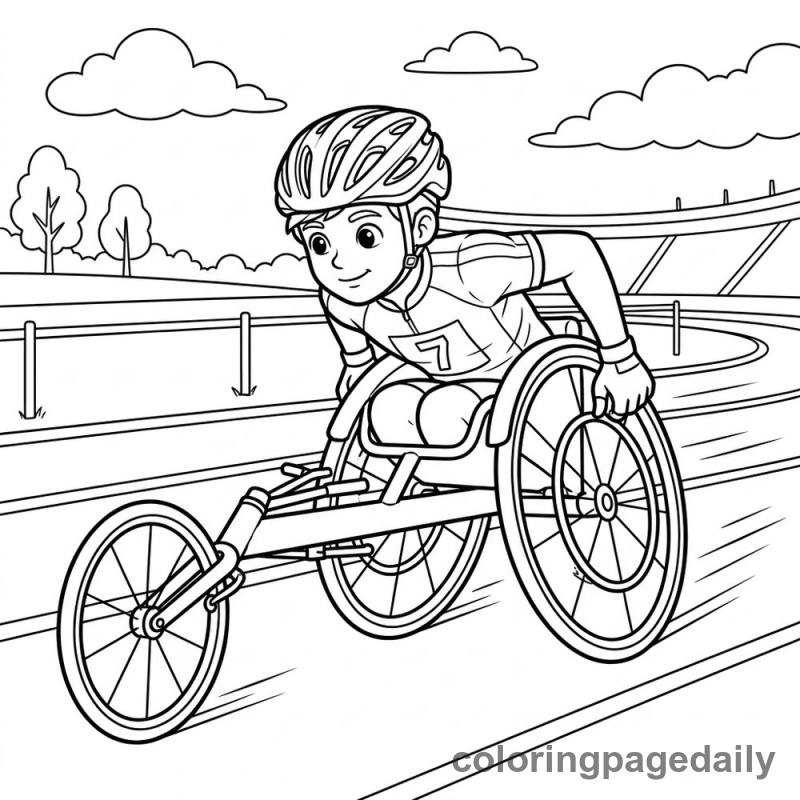 Wheelchair Racing Athlete - Daily printable coloring page in Sports category