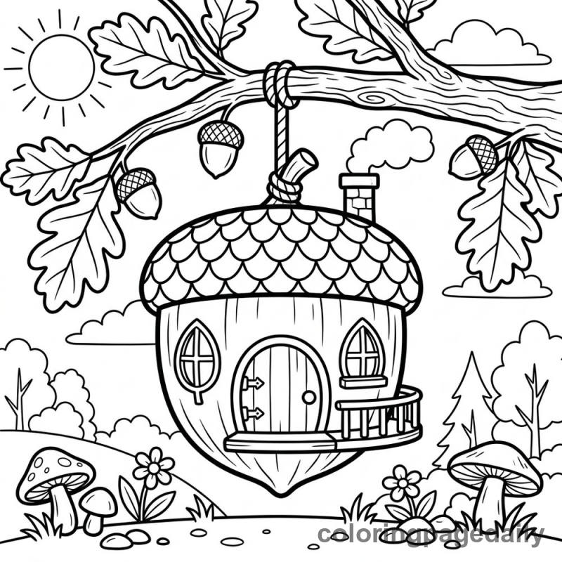 Whimsical Acorn House - Colored reference example
