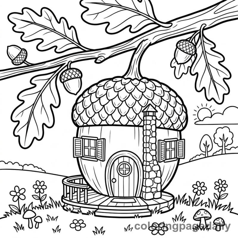 Whimsical Acorn House - Colored reference example