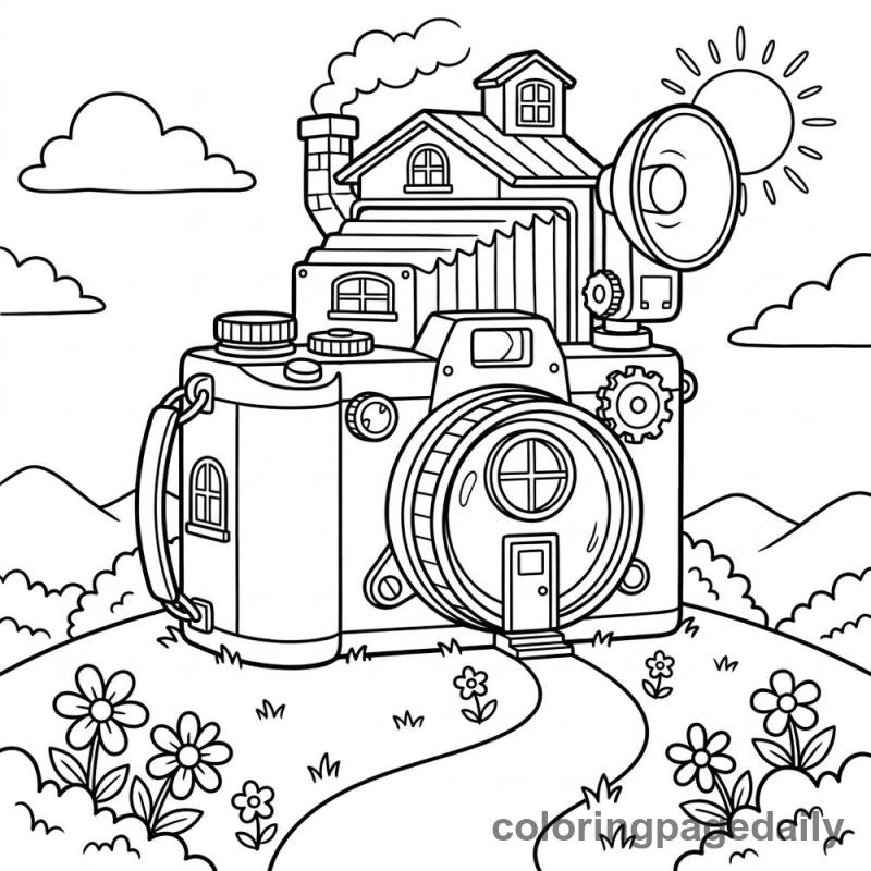 Whimsical Camera House - Colored reference example