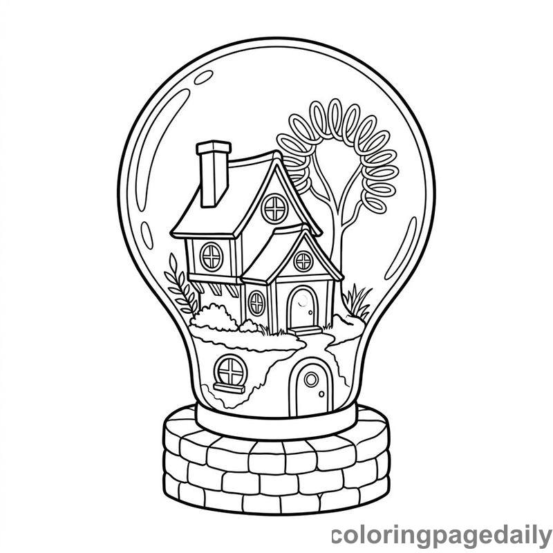 Whimsical Lightbulb House - Colored reference example