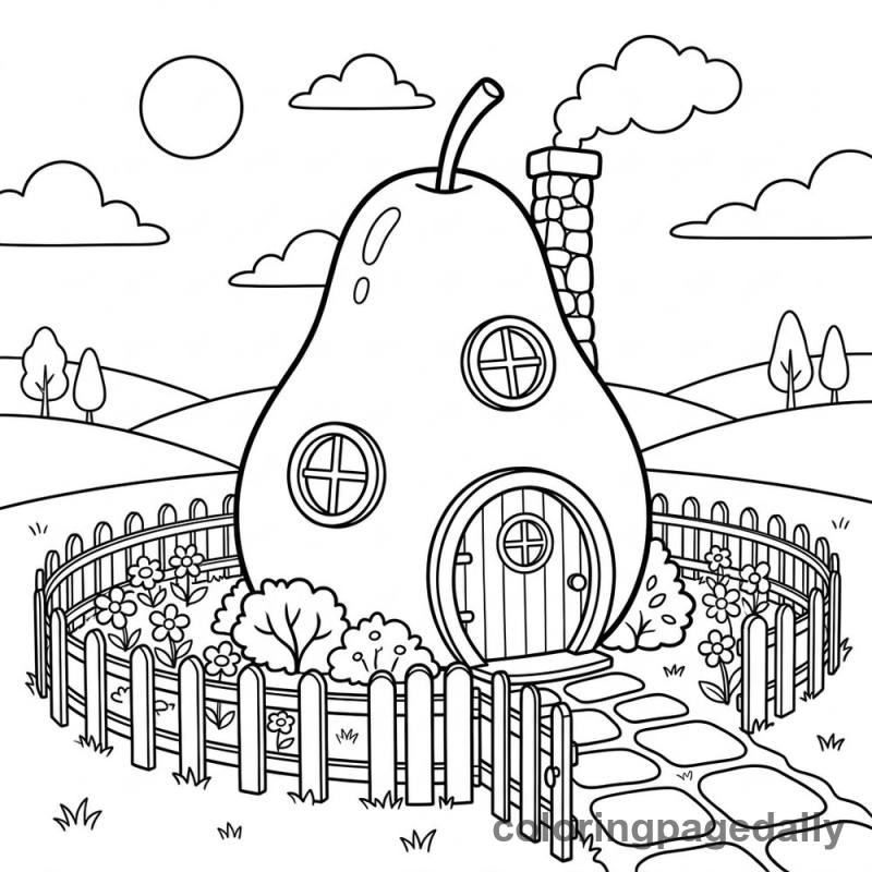 Whimsical Pear House - Colored reference example