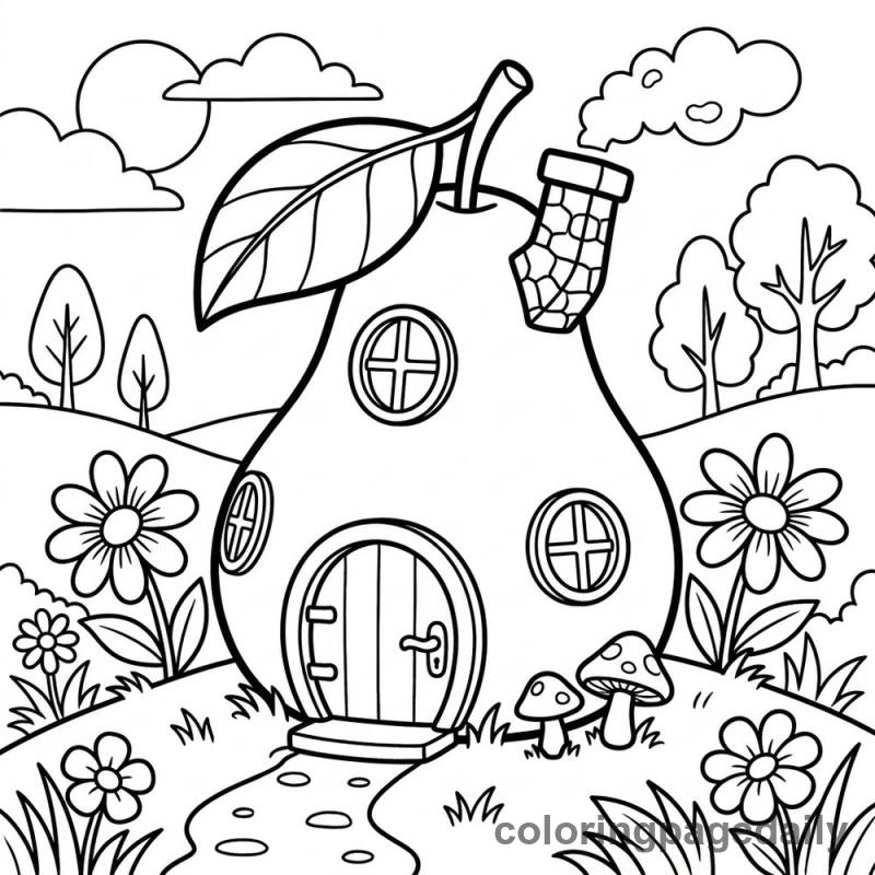 Whimsical Pear House - Colored reference example