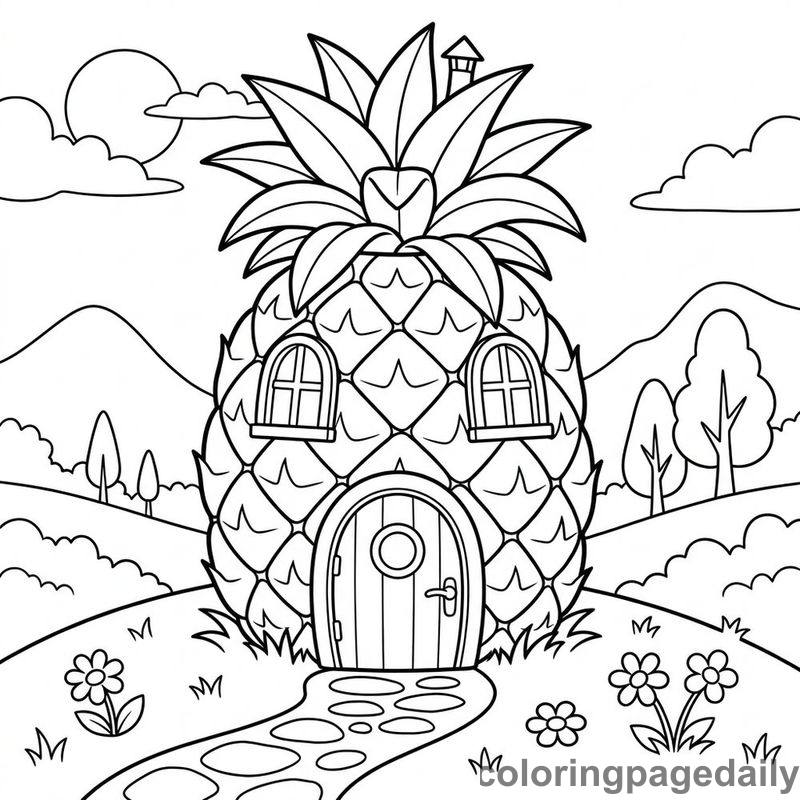 Whimsical Pineapple Home - Colored reference example
