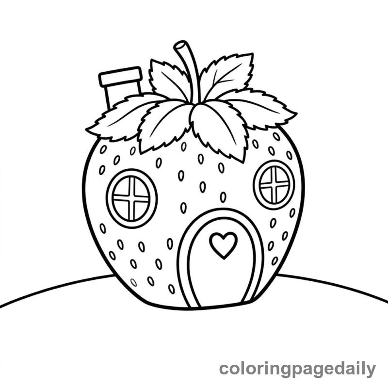 Whimsical Strawberry House - Colored reference example