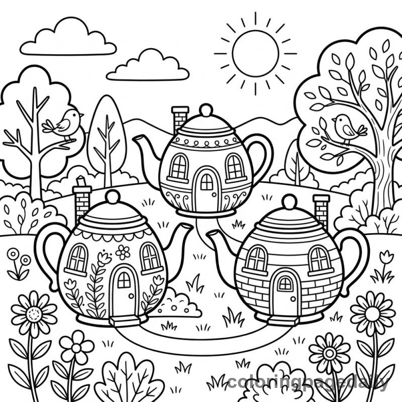 A Magical Morning in Steepwell Village - story illustration coloring page