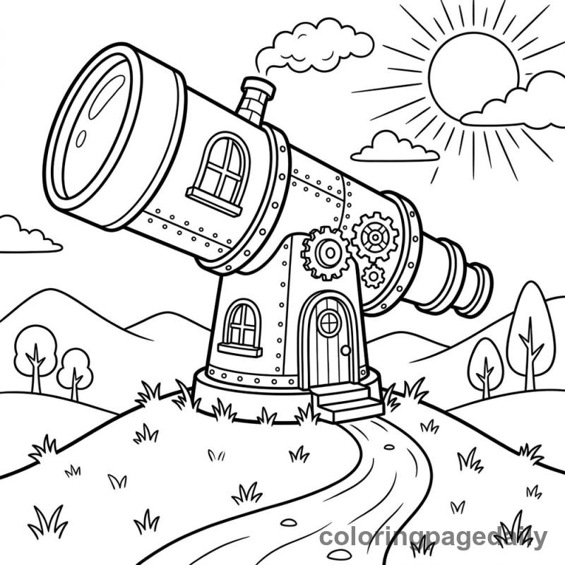 Whimsical Telescope House - Colored reference example