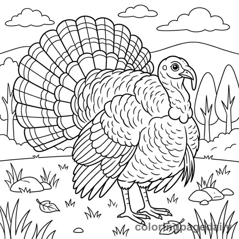 Wild Turkey Tail Display - Colored reference example
