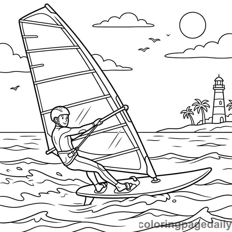 Windsurfer Riding The Ocean Breeze - Colored reference example