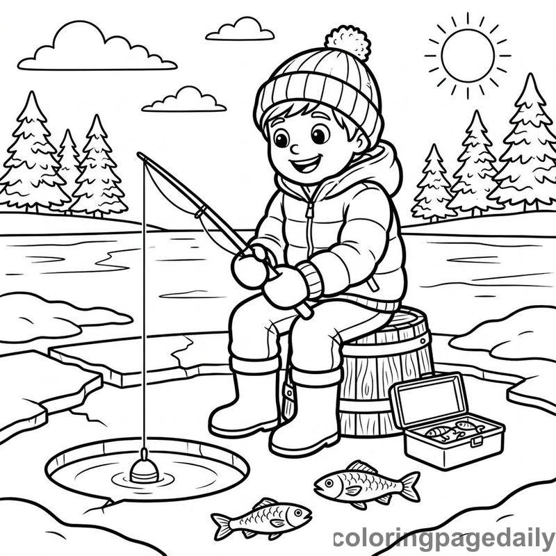 Winter Ice Fishing Fun - Colored reference example