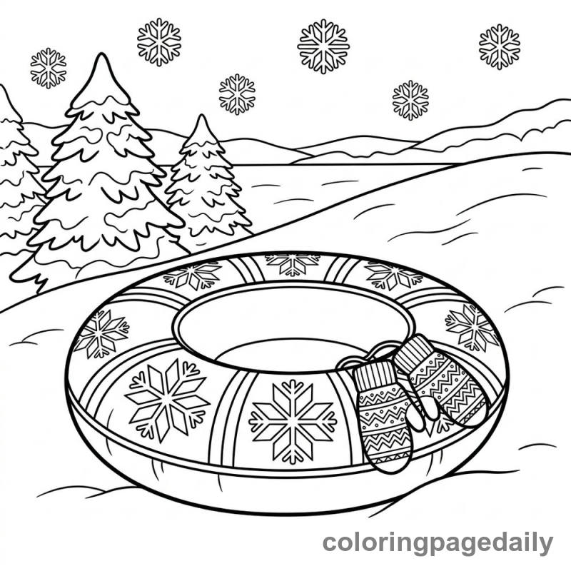 Winter Snow Tube Fun - Colored reference example