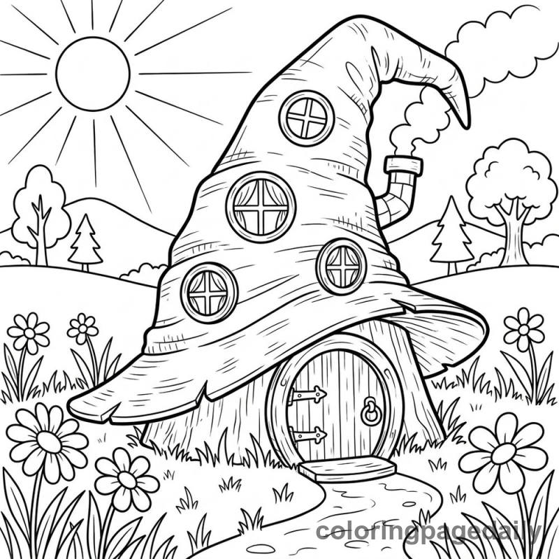Wizard Hat House - Colored reference example