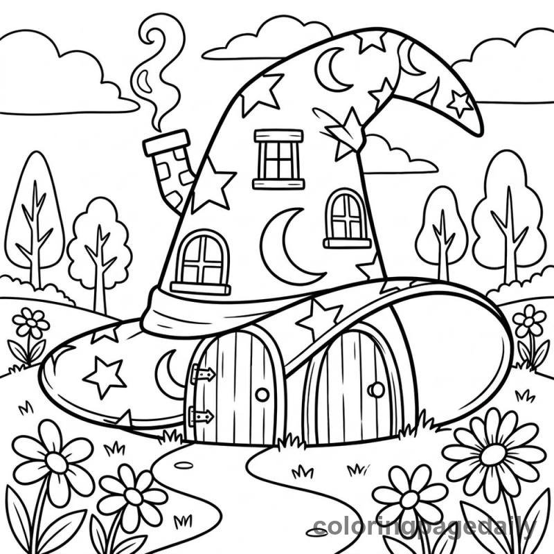 Wizard Hat House - Colored reference example