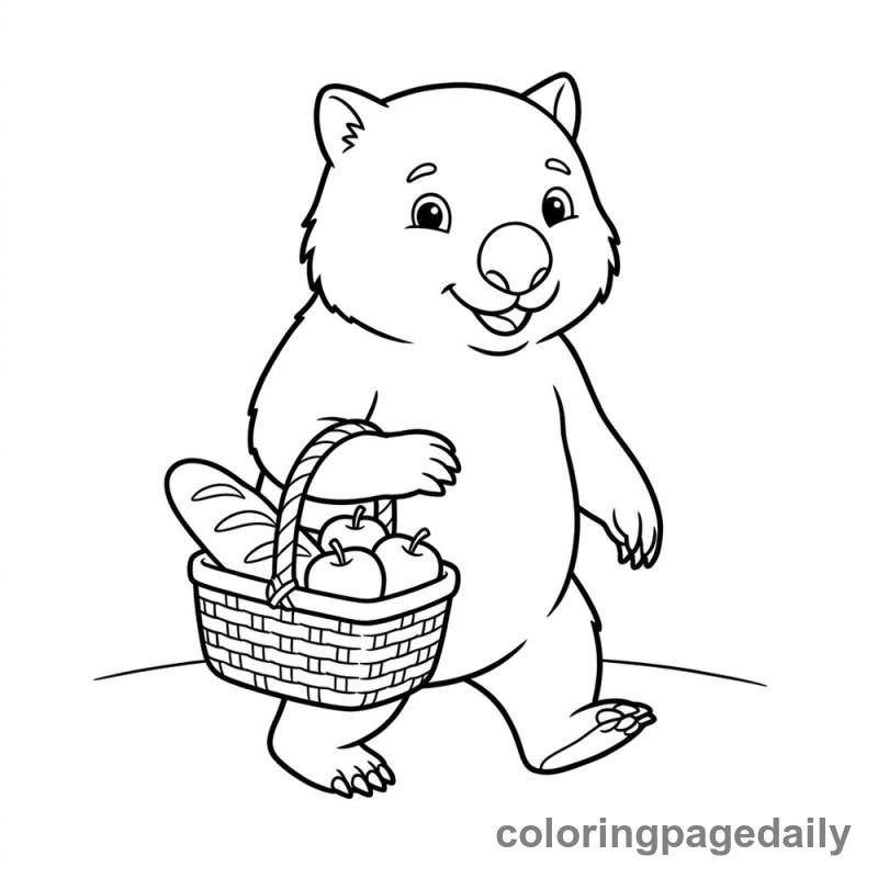 Wombat Carrying Picnic Basket - Colored reference example