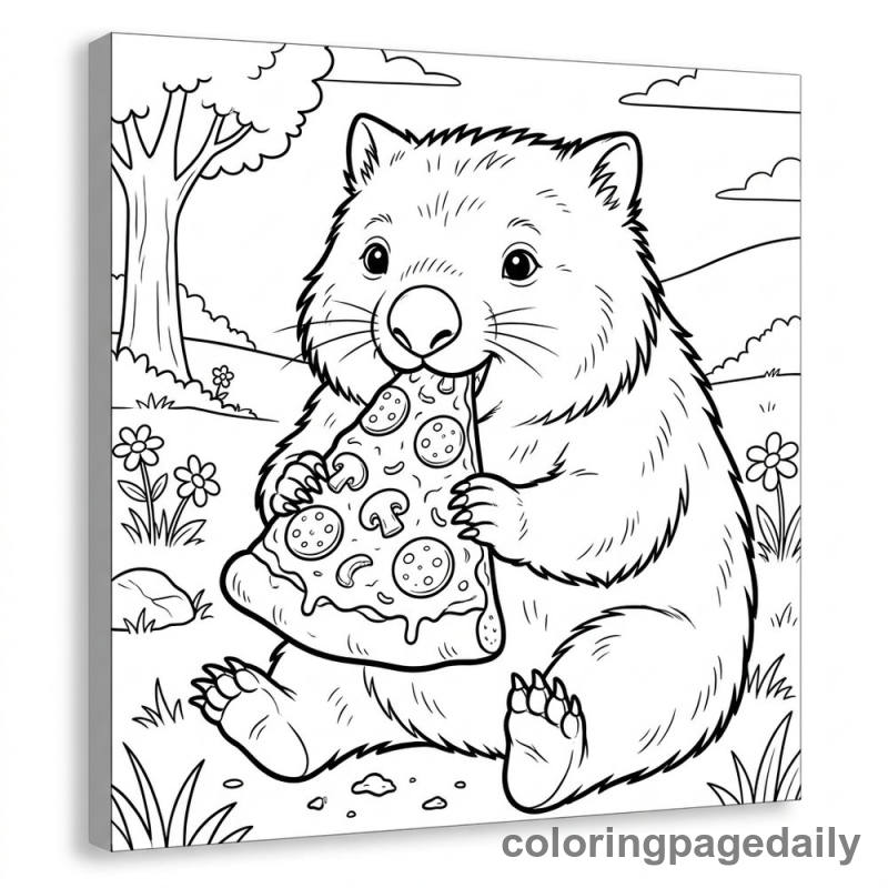 Wombat Eating Pizza - Colored reference example