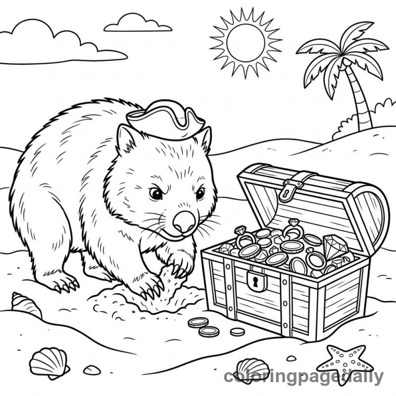 Wombat Finds Pirate Treasure - Colored reference example
