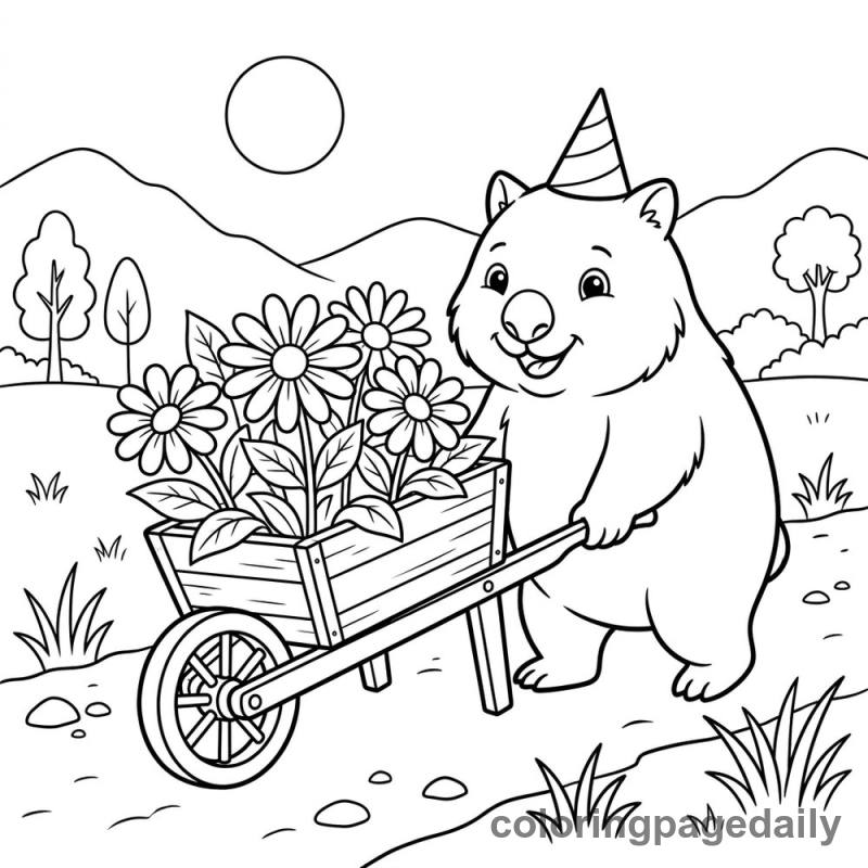 Wombat's Flower Delivery - Colored reference example