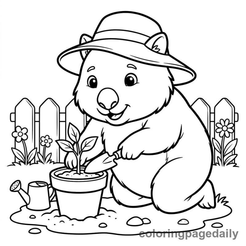Wombat Gardening Fun - Colored reference example