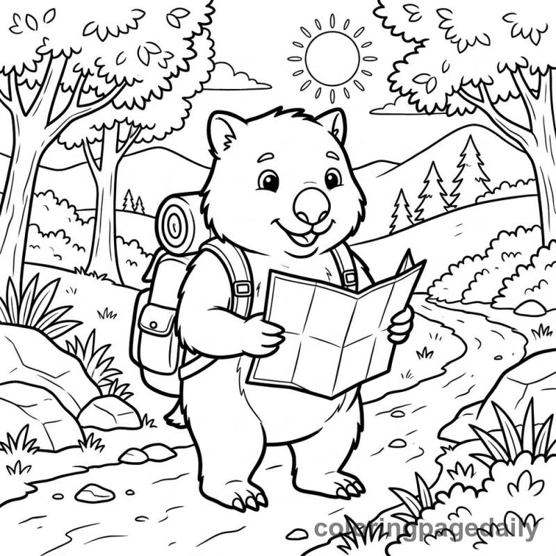 Wombat Hiking Adventure - Colored reference example
