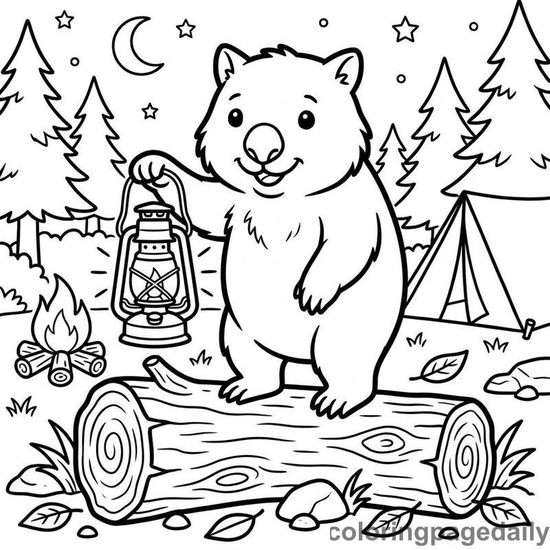 Wombat Holding Lantern - Colored reference example