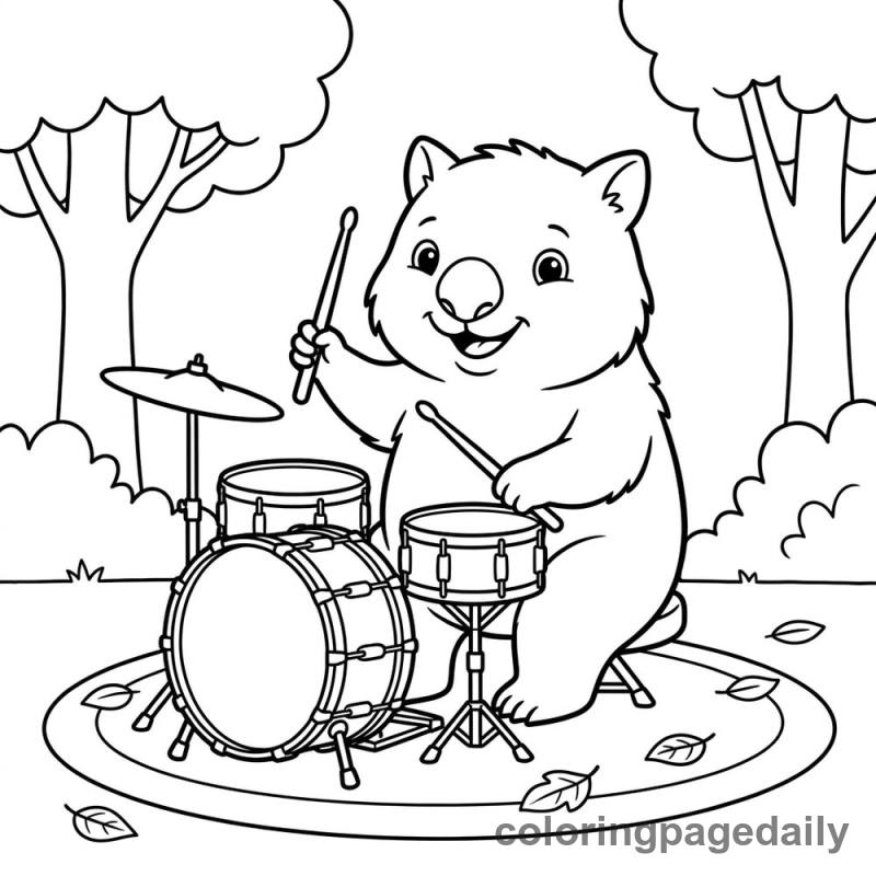 Wombat Playing Drums - Colored reference example