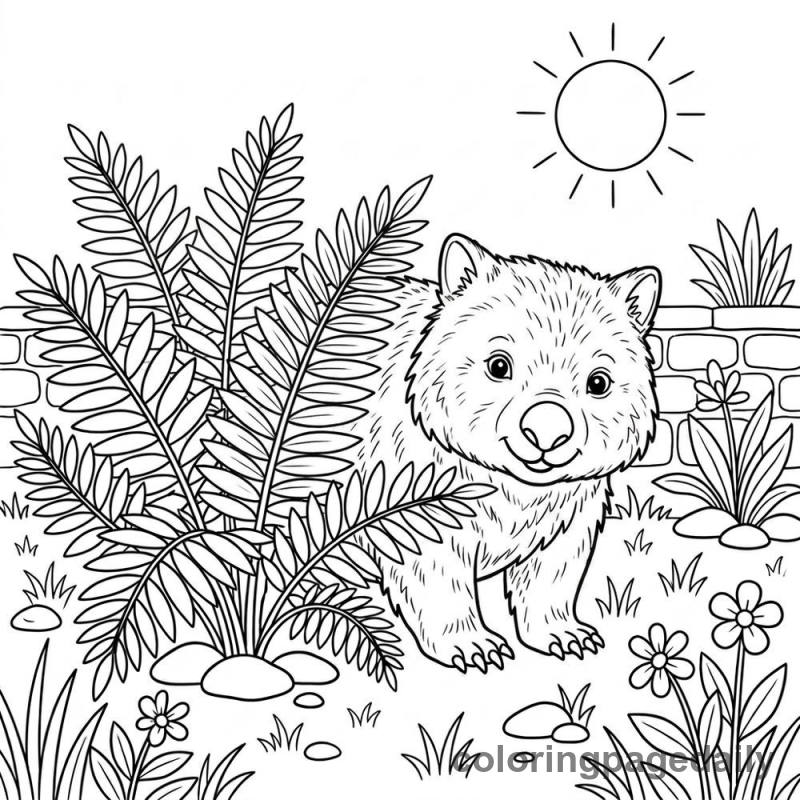 Wombat Playing Hide and Seek - Colored reference example