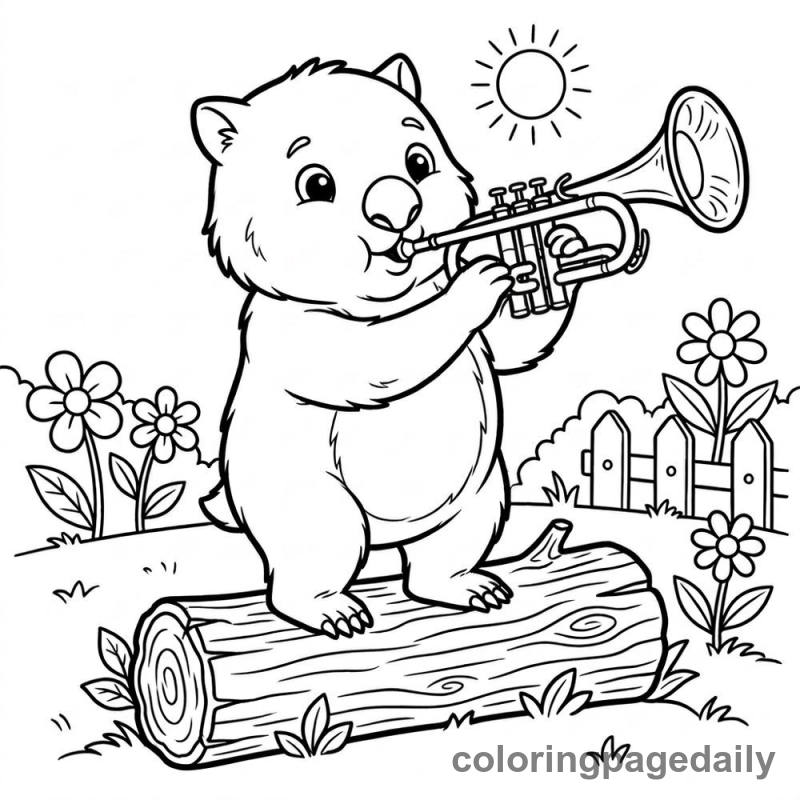 Wombat Playing Trumpet - Colored reference example