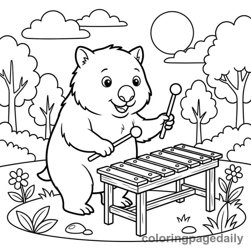 Wombat Playing Xylophone - Colored reference example