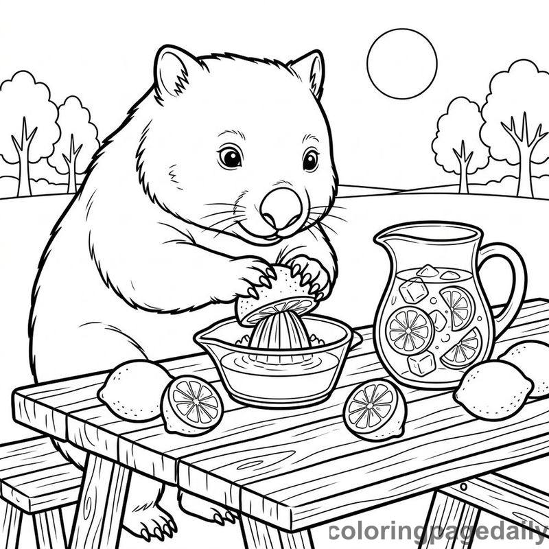 Wombat Squeezing Fresh Lemonade - Colored reference example