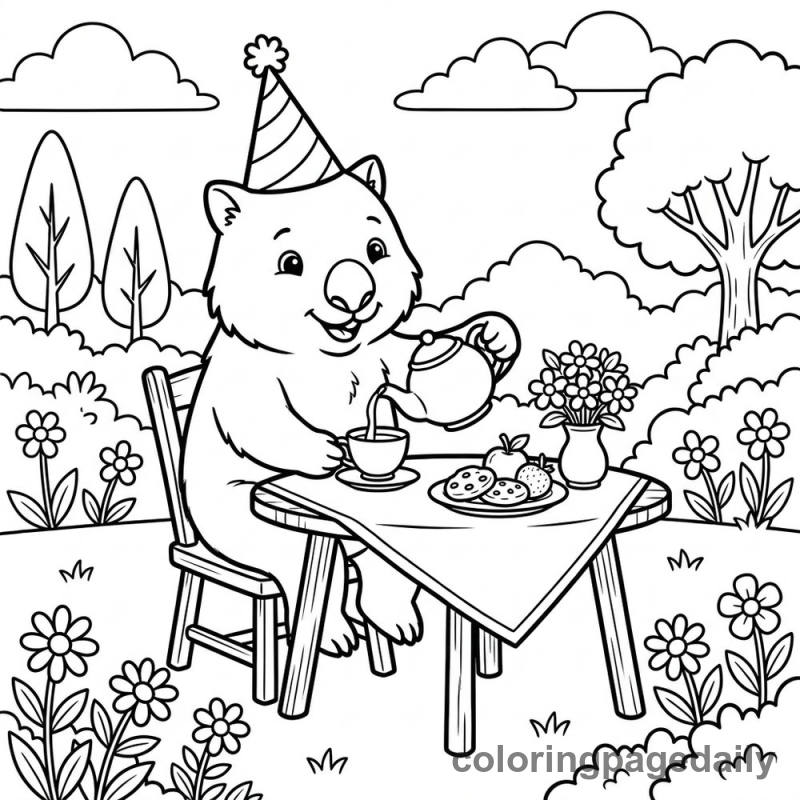 Wombat Tea Party - Colored reference example