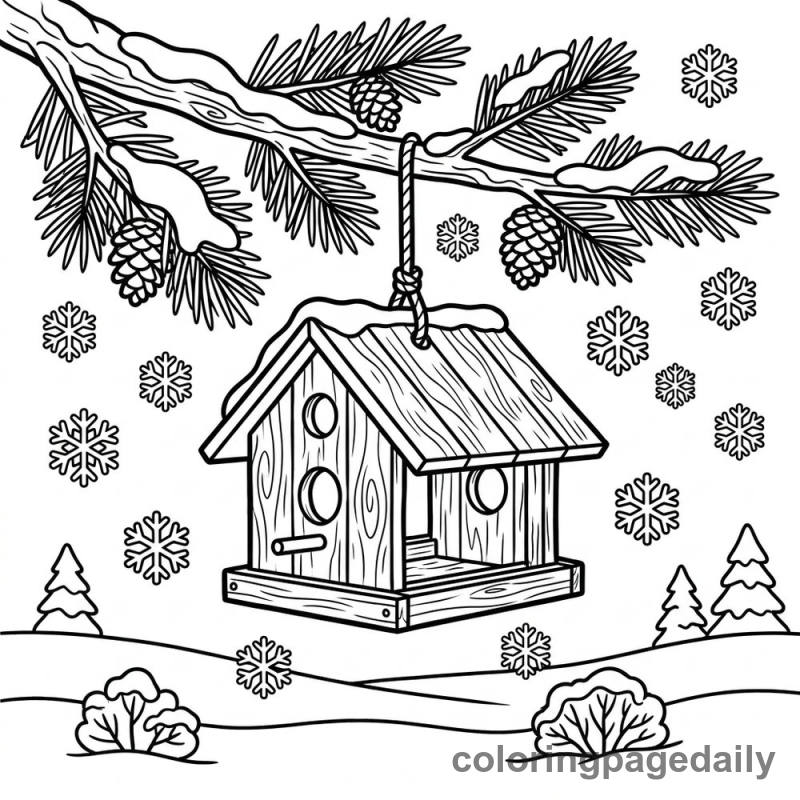 Wooden Winter Birdfeeder - Colored reference example