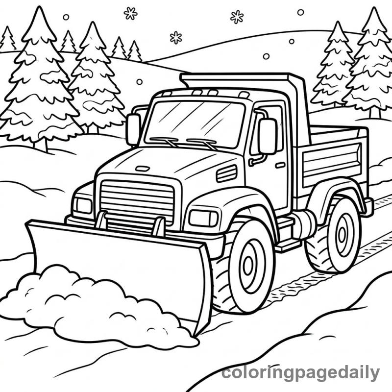 Working Snow Plow Truck - Colored reference example
