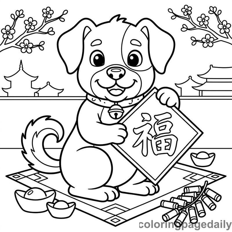 Zodiac Dog With Fortune Sign - Colored reference example