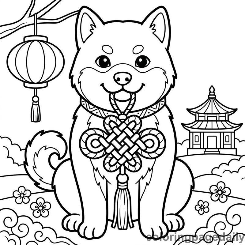 Zodiac Dog With Knot - Colored reference example