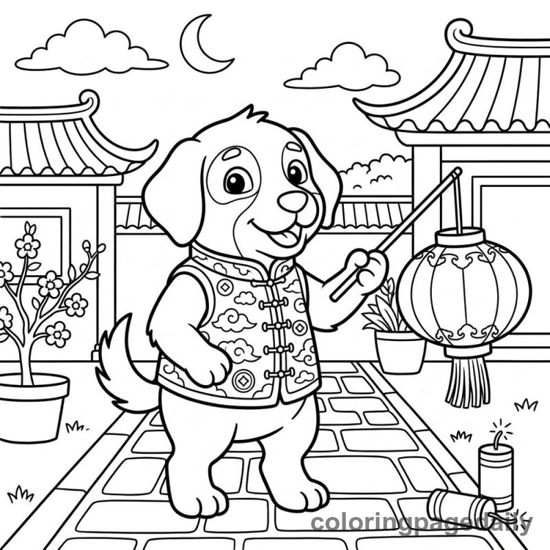 Zodiac Dog with Lantern - Colored reference example