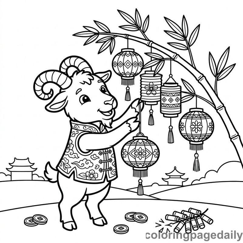Zodiac Goat Hanging Lanterns - Colored reference example