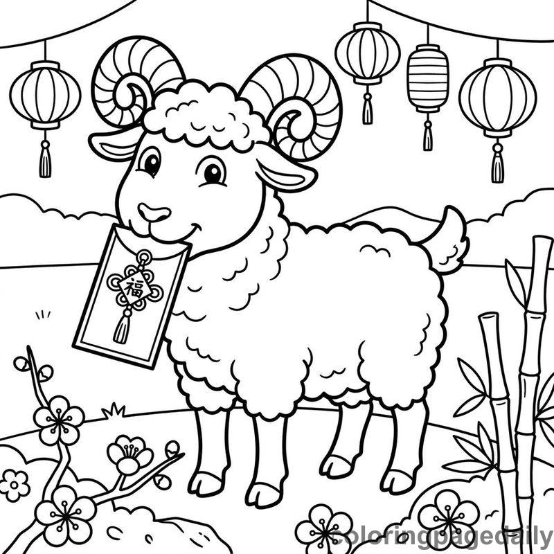 Zodiac Goat With Envelope - Colored reference example
