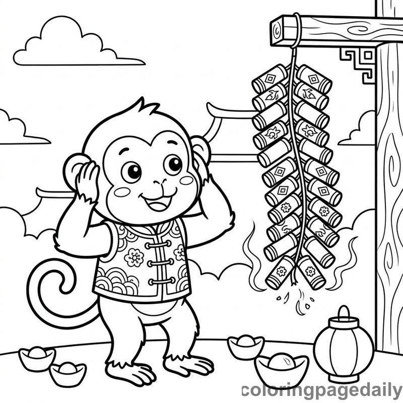 Zodiac Monkey Firecrackers - Colored reference example