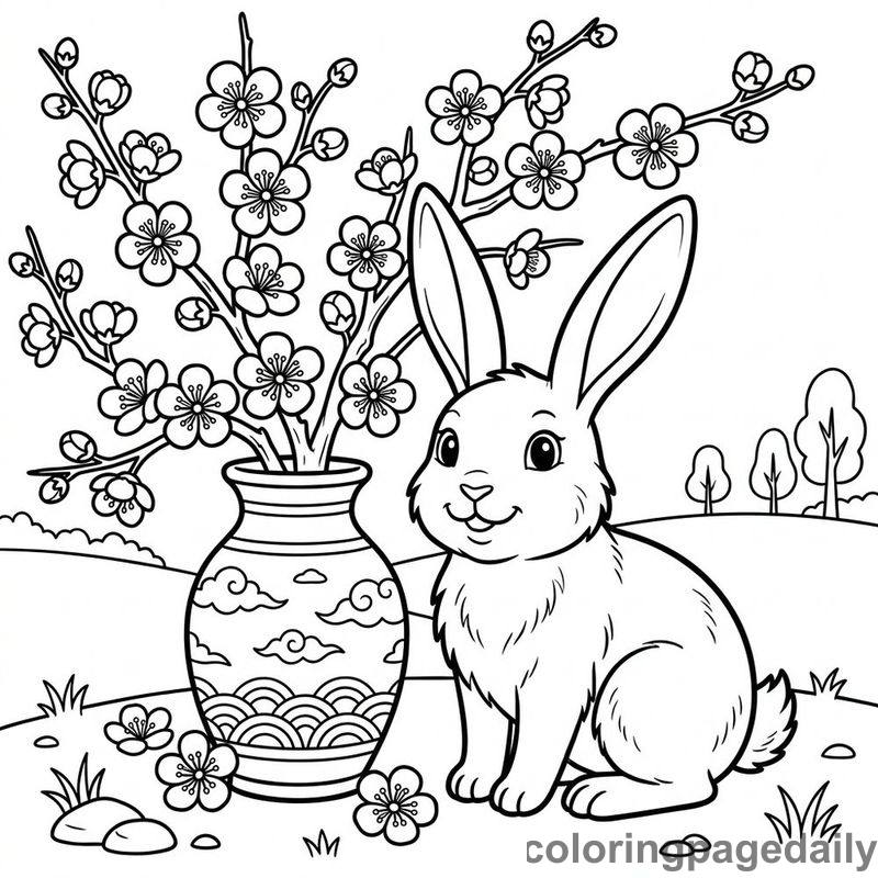 Zodiac Rabbit Plum Blossoms - Colored reference example