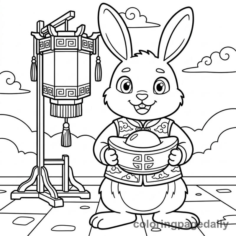 Zodiac Rabbit With Ingot - Colored reference example