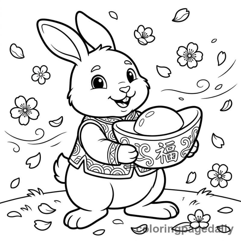 Zodiac Rabbit with Ingot - Colored reference example