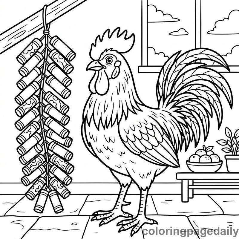 Zodiac Rooster Firecrackers - Colored reference example