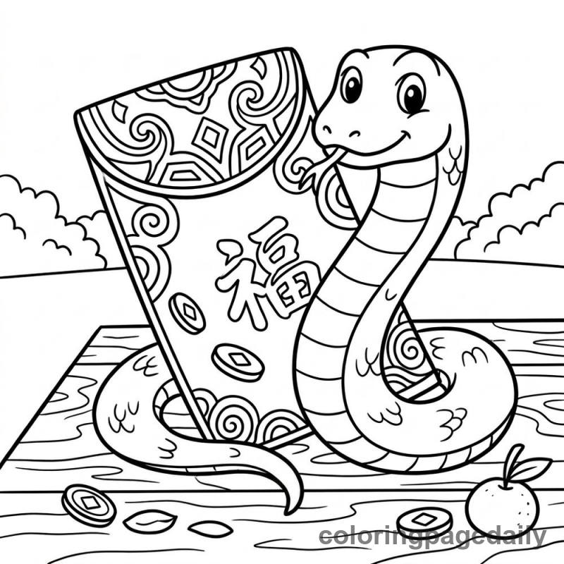 Zodiac Snake with Envelope - Colored reference example