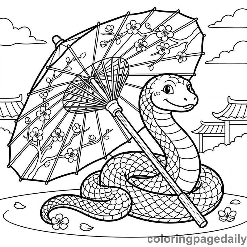 Zodiac Snake With Parasol - Colored reference example