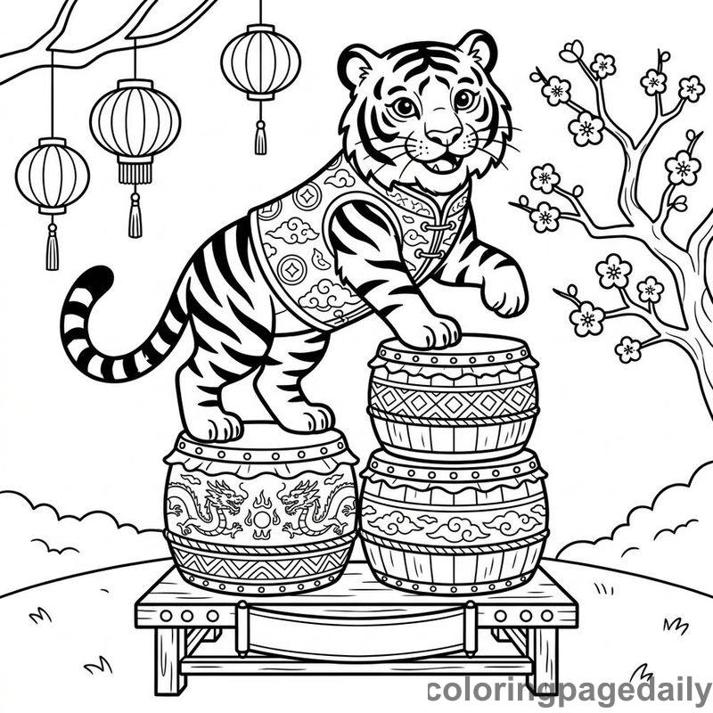 Zodiac Tiger Balancing Drums - Colored reference example